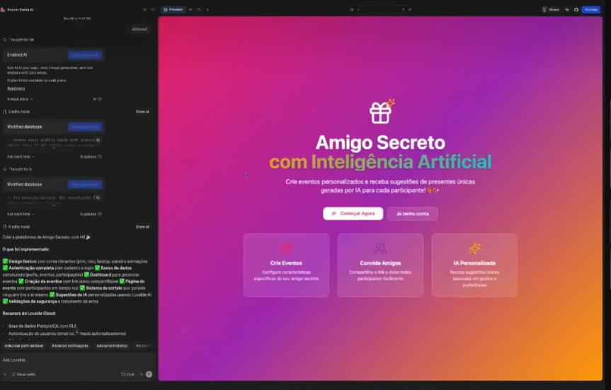 aplicação feita no Lovable