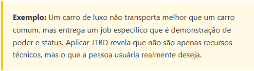 exemplo de jobs to be done