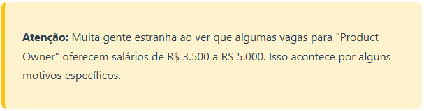 o que diminui o salário product owner