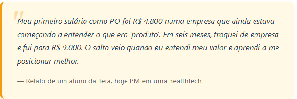 Relato de salário de product owner